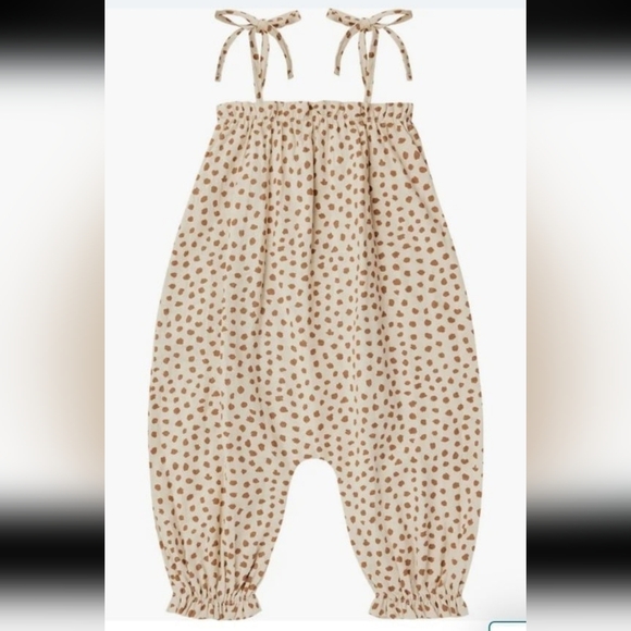 Nwt! Rylee+Cru tie shoulder cotton linen bubble jumpsuit in natural spots